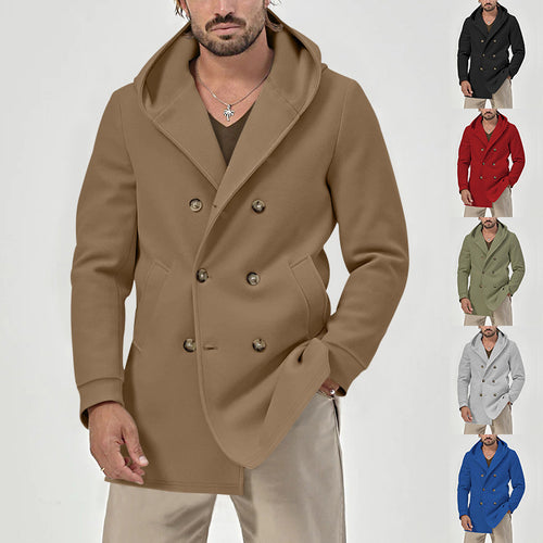 Men's double talent hooded coat with stylish button placket Lune London