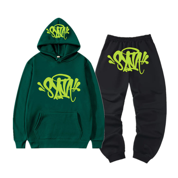 Ladies hoodie and jogger set with creative graffiti design Chic & Stil