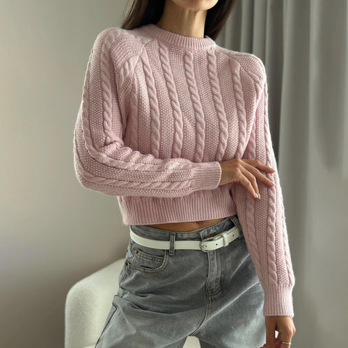 Knitted women’s sweater with twisted pattern and loose fit Lune London