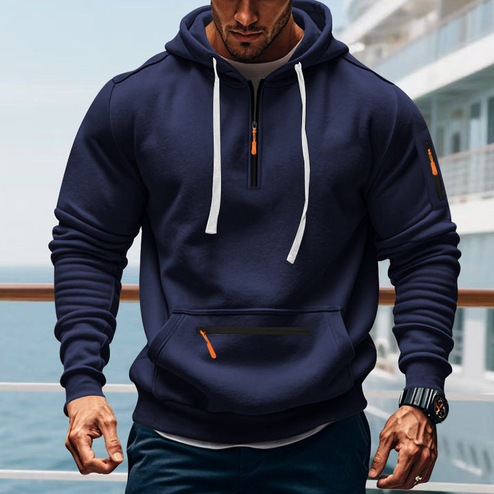 Men's Sporty Hoodie with Practical Two-Way Zipper and Side Pockets Lune London