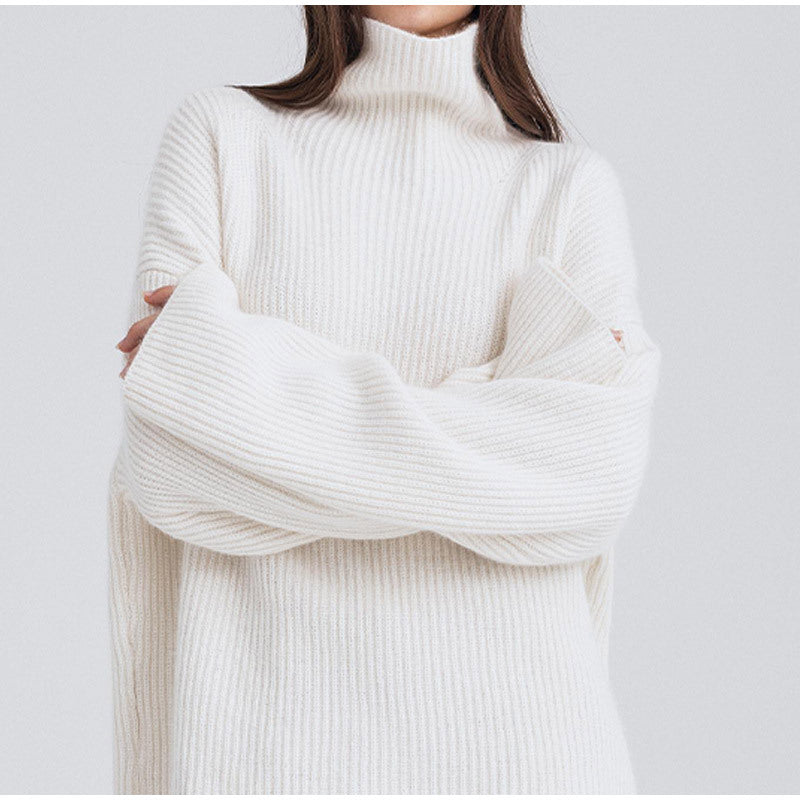 Ladies Large Knit Turtleneck Sweater in High-Quality Material Lune London
