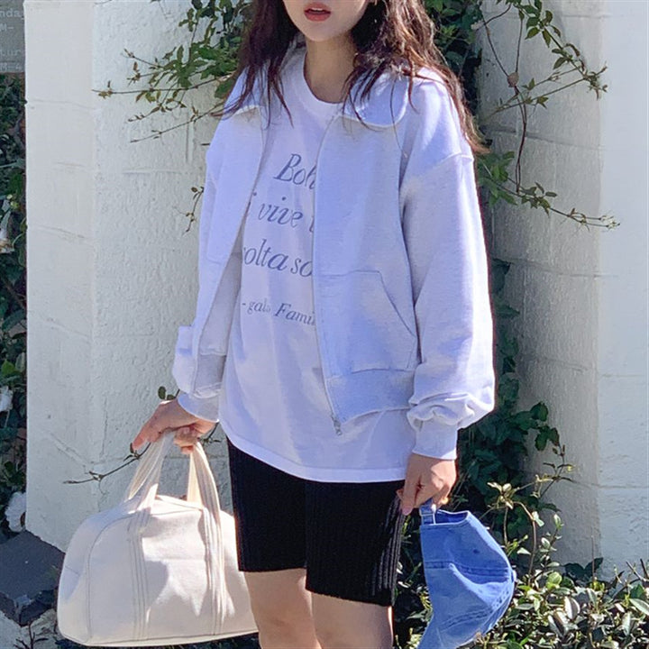 Sweat-shirt zippé décontracté pour femmes avec manches larges Chic & Stil