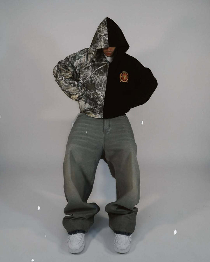 Camouflage jogging pants for women with elastic waistband and side pockets Lune London