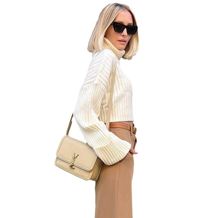 Women's Knit Sweater with High Collar Lune London