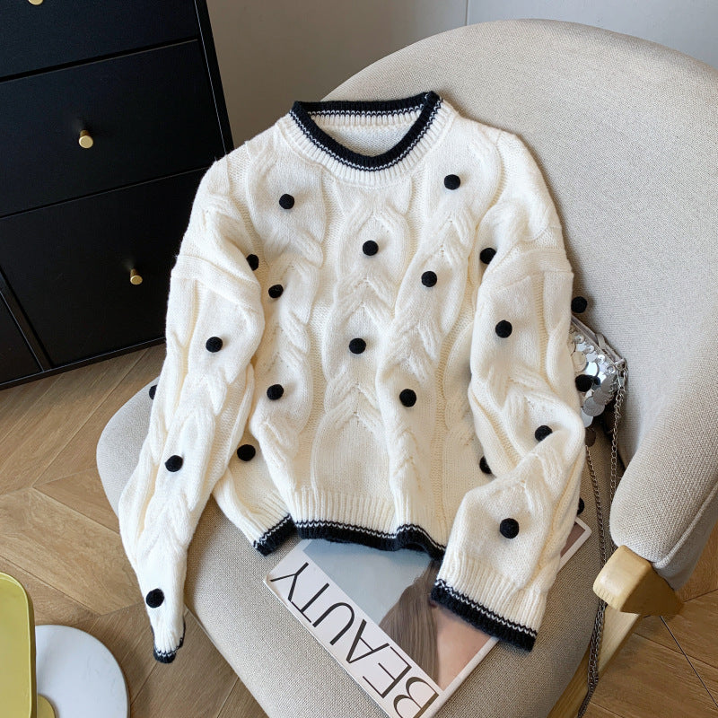 Pull surdimensionné en tricot épais pour femmes avec un motif en câble décontracté et des appliqués ludiques Chic & Stil