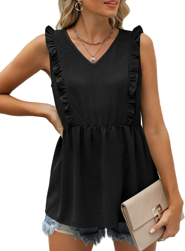 Top à volants pour femmes avec décolleté en V et coupe décontractée Chic & Stil