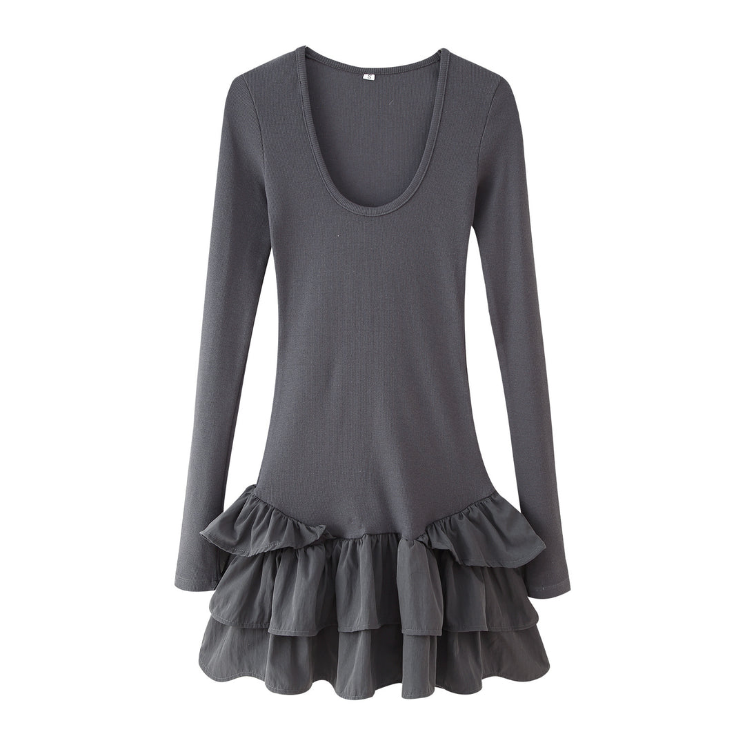 Long sleeve dress for women with ruffled hem Lune London
