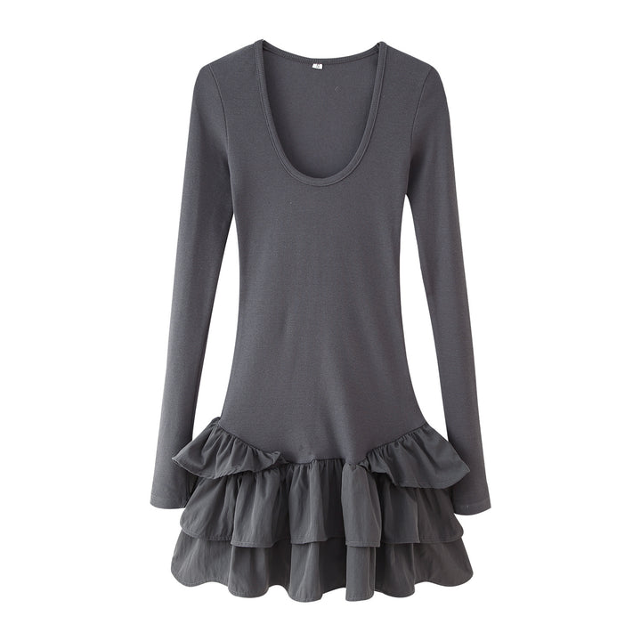 Long sleeve dress for women with ruffled hem Lune London