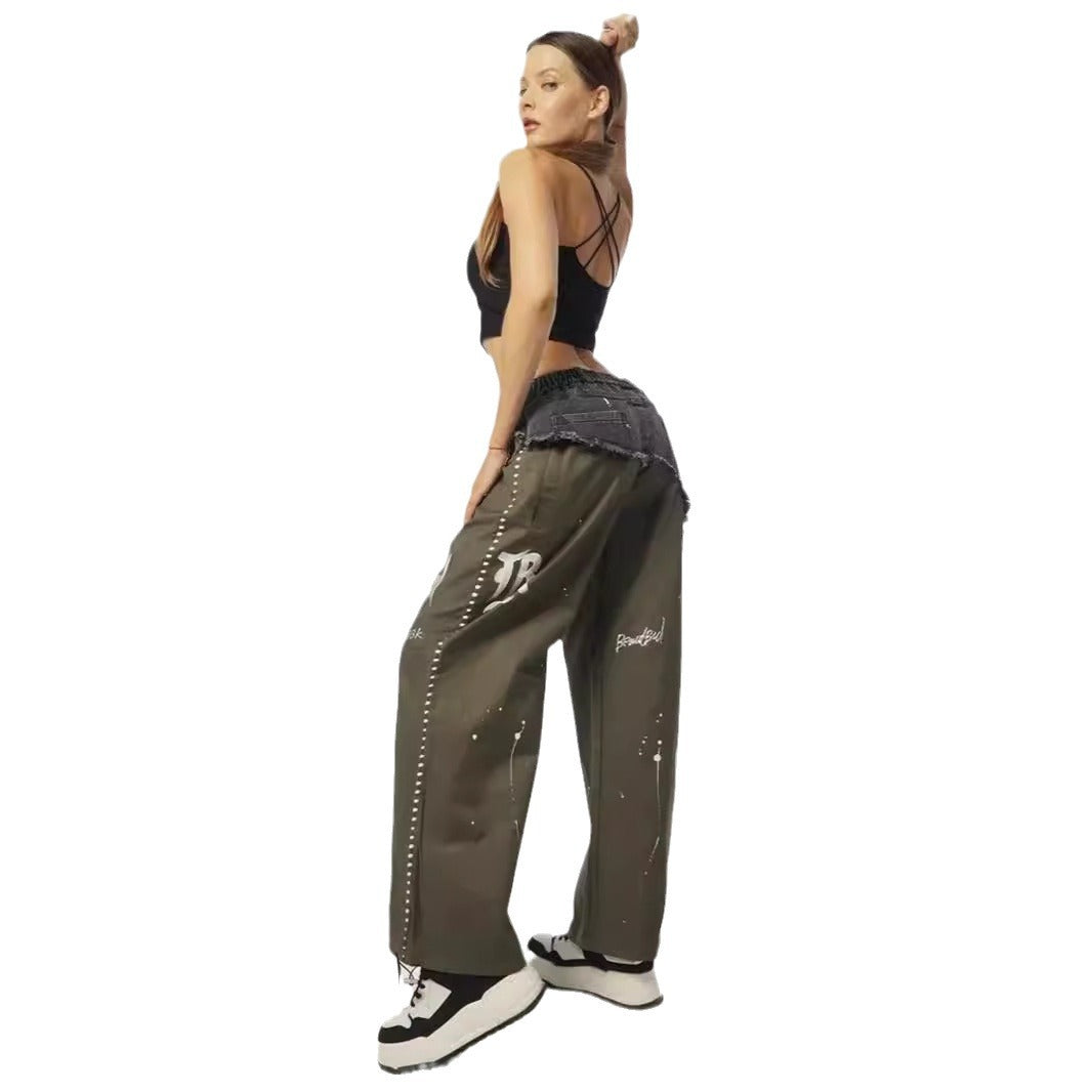 Trendy baggy jeans for women with asymmetrical design and unique details Lune London