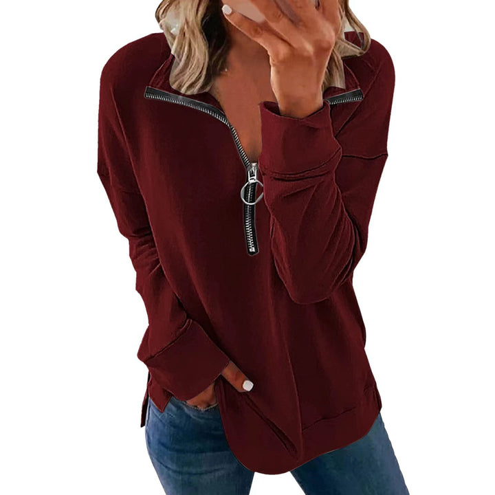 Casual women's sweatshirt with half-zip Lune London