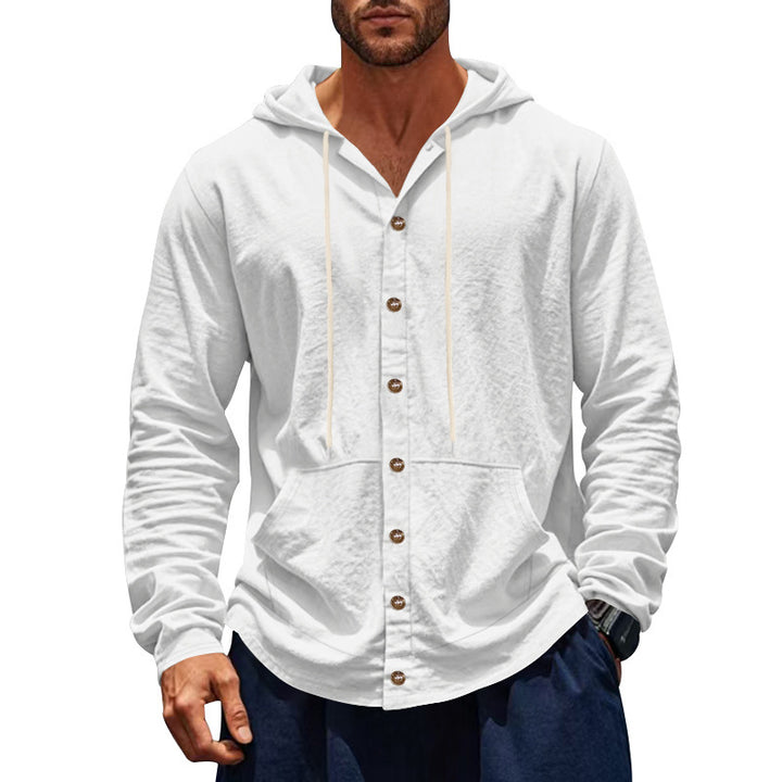 Men's hooded shirt with button placket and practical pockets Chic and style