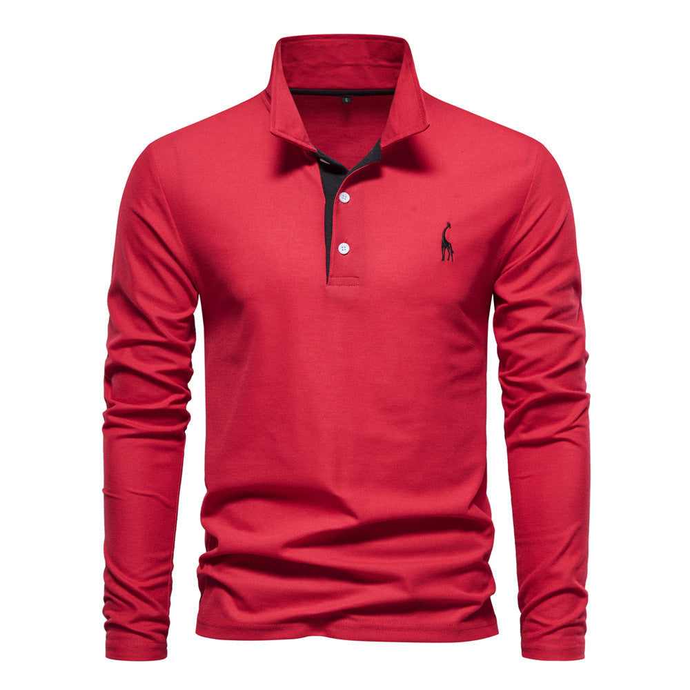 Men's Long Sleeve Polo Shirt with Modern Collar and Breathable Cotton Quality Lune London