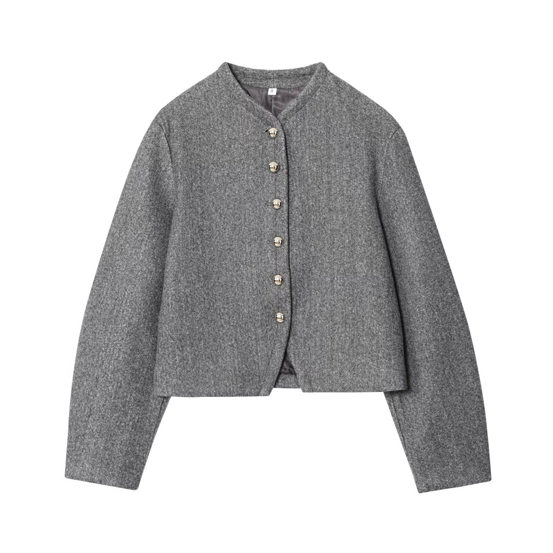 Elegant women's wool jacket with Moon London button details