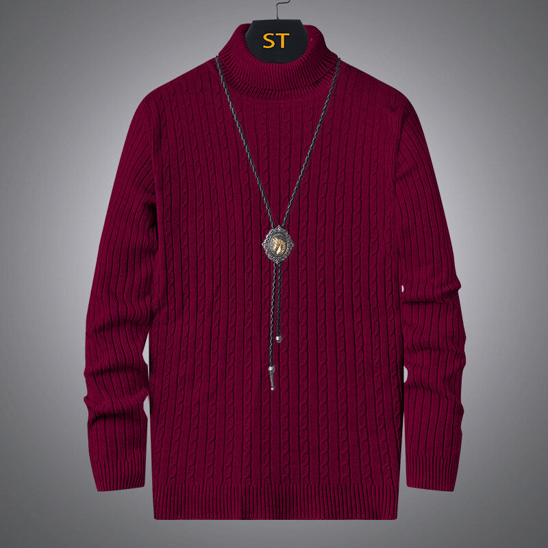 Men's turtleneck sweater with textured braid pattern Lune London