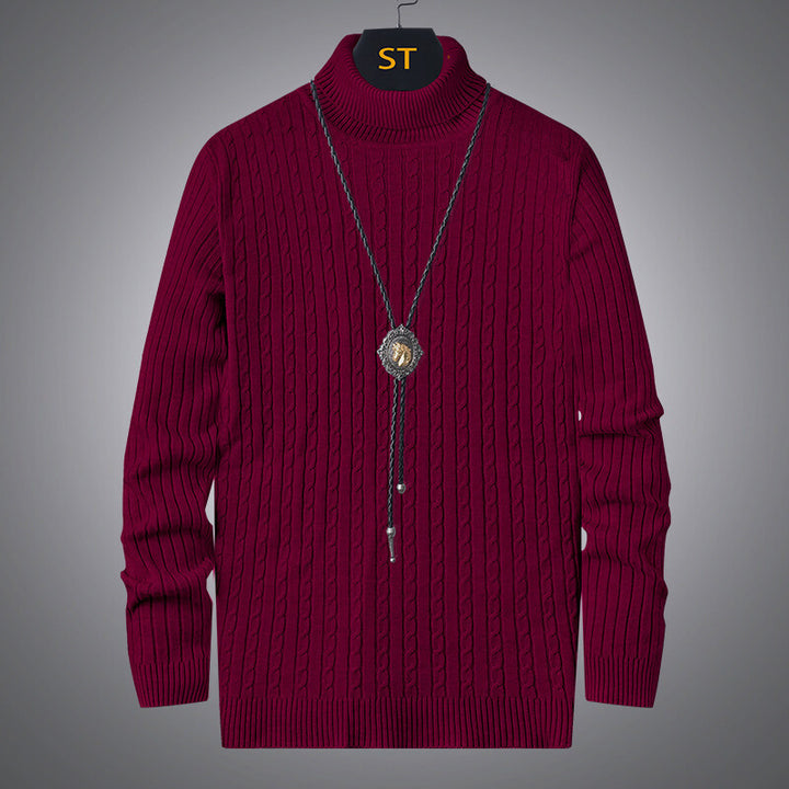 Men's turtleneck sweater with textured braid pattern Lune London