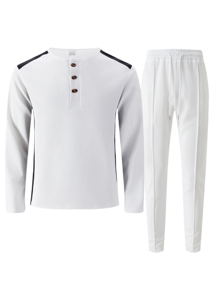 Men's leisure suit with an elegant Henley top and comfortable jogger pants Lune London