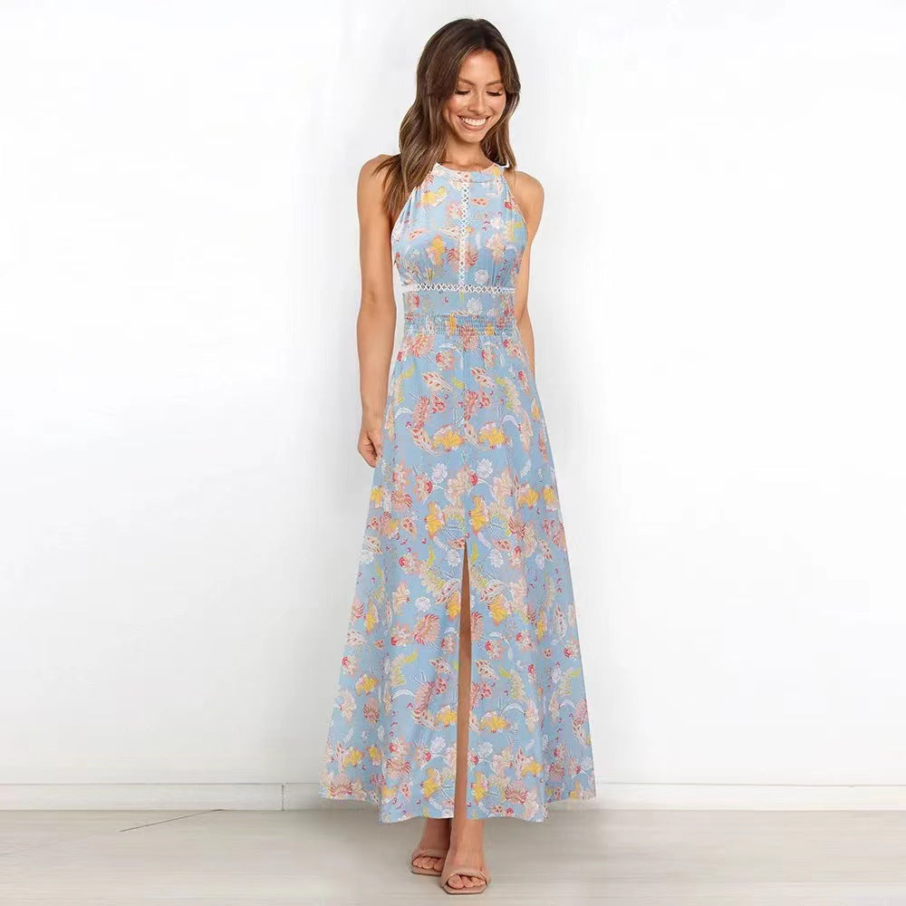 Women Maxi Dress Backless with Floral Print Lune London