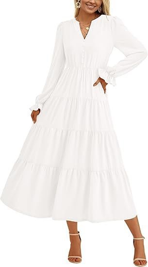 Long sleeve maxi dress for women with ruffles Lune London