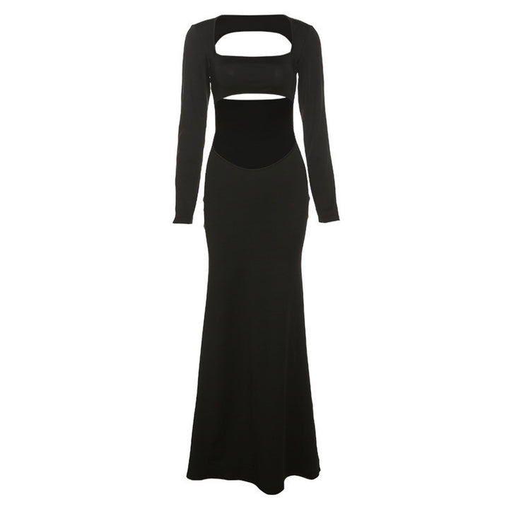 Lune London Long Sleeve Cut-Out Maxi Dress for Women with Fitted Cut