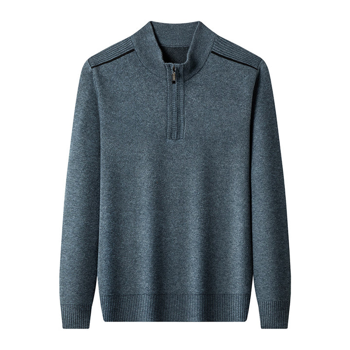 Elegant high collar sweater for men with half-zip closure Lune London