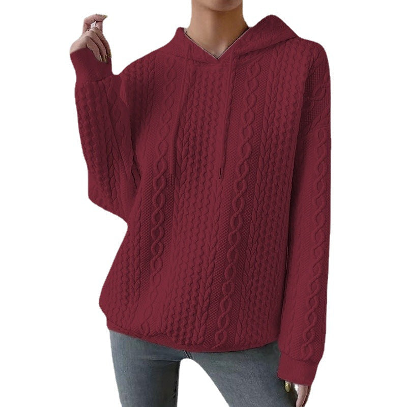 Casual knitted sweater for women with hood and textured design Lune London