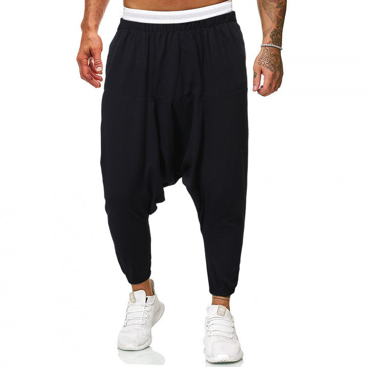 Comfortable harem pants for men with elastic waistband and side pockets Lune London
