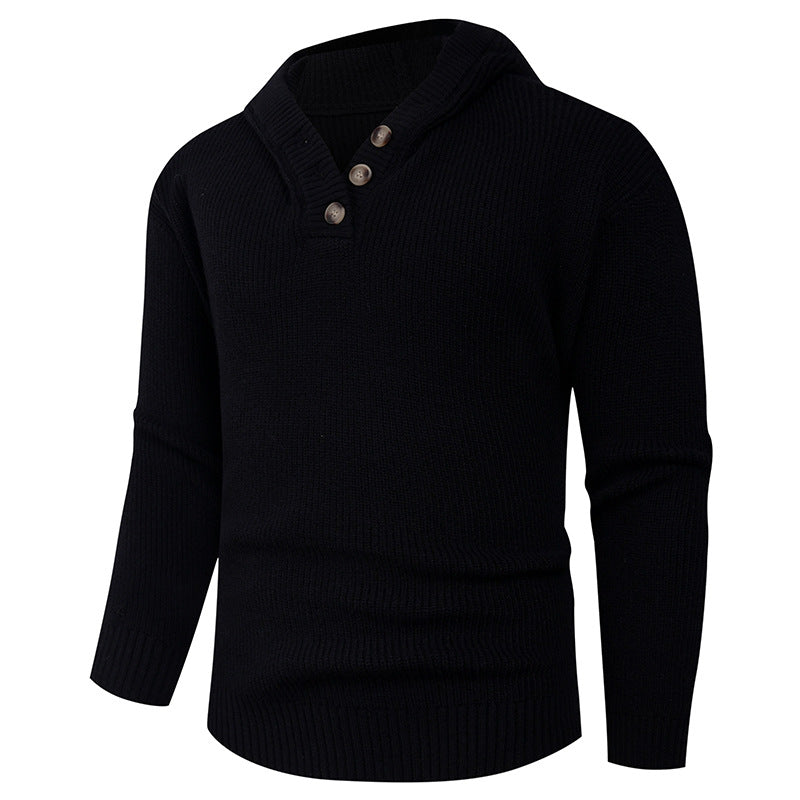 Lune London | Men's sweater with shawl collar and wooden buttons