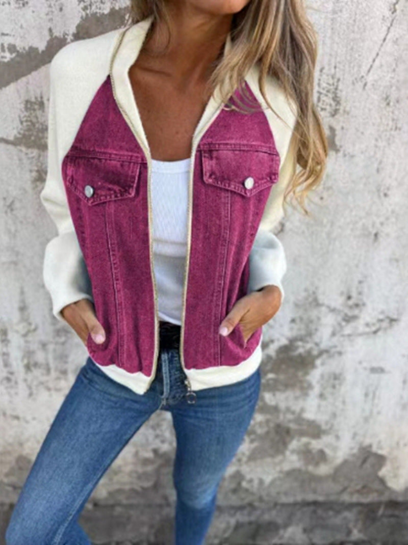 Casual sweatshirt jacket for women with denim style and fleece sleeves Lune London