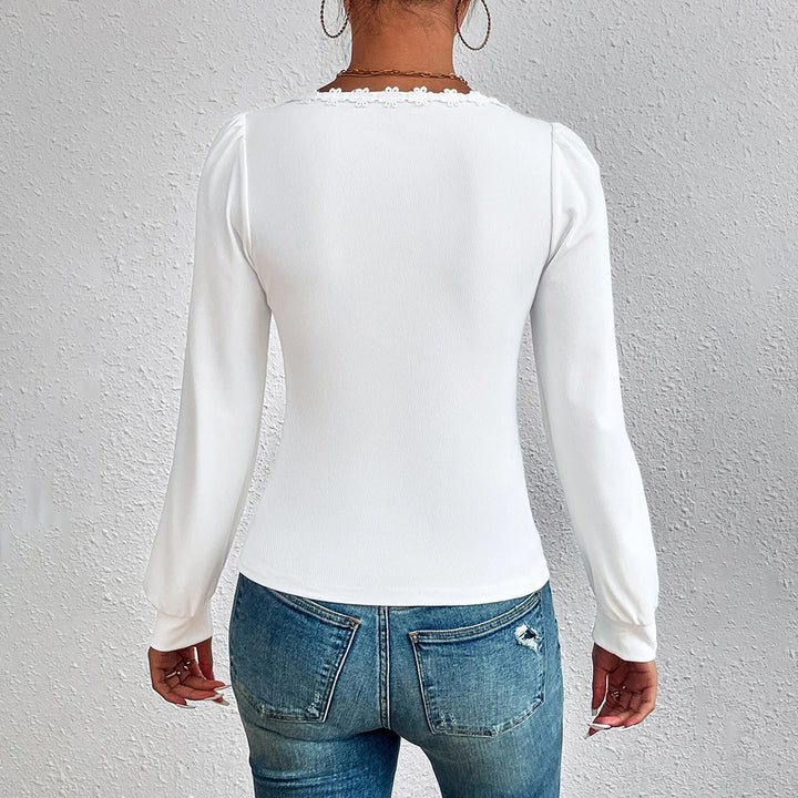 Chemise à manches longues pour femme avec décoration en volants élégante et coupe ajustée Chic & Stil