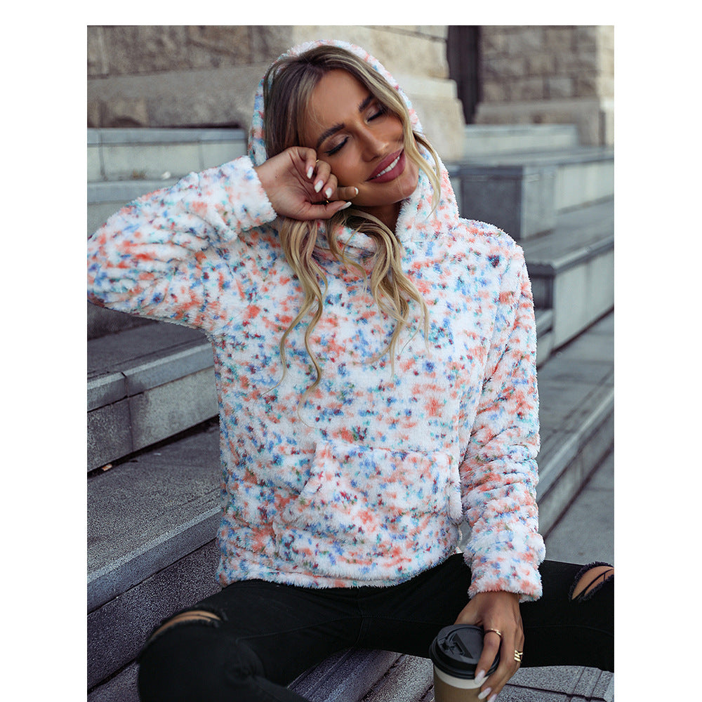 Fleece sweatshirt for women with hood Lune London
