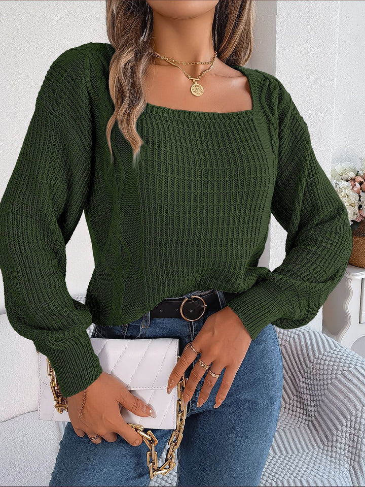 Chunky knit sweater for women with square neckline and voluminous sleeves Lune London