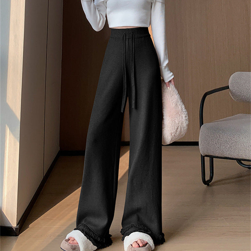 Ladies Elegant and Comfortable High-Waisted Pants with Stylish Fringes Lune London
