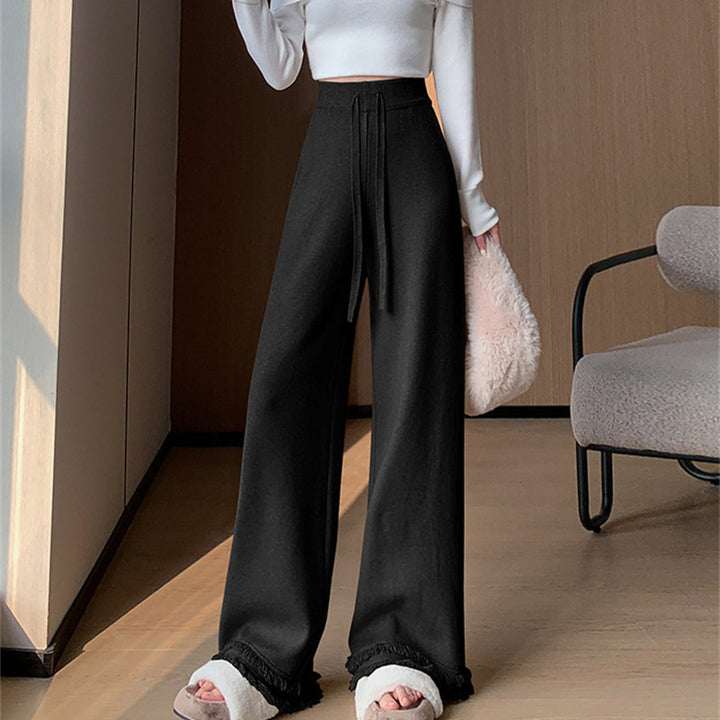 Ladies Elegant and Comfortable High-Waisted Pants with Stylish Fringes Lune London
