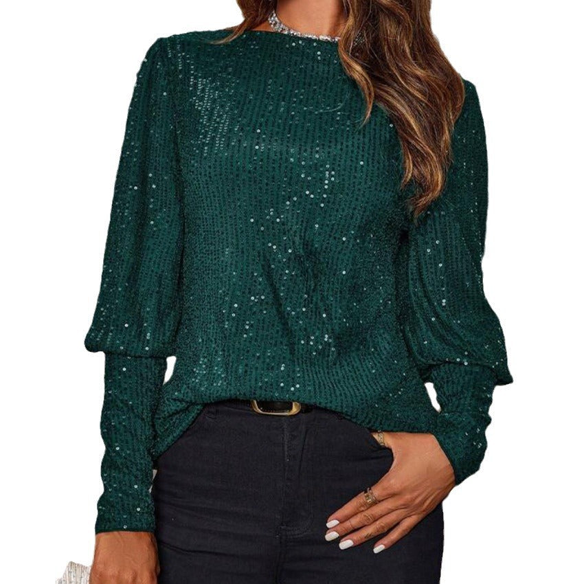 Ladies Glittering Long Sleeve Shirt with Textured Design Lune London