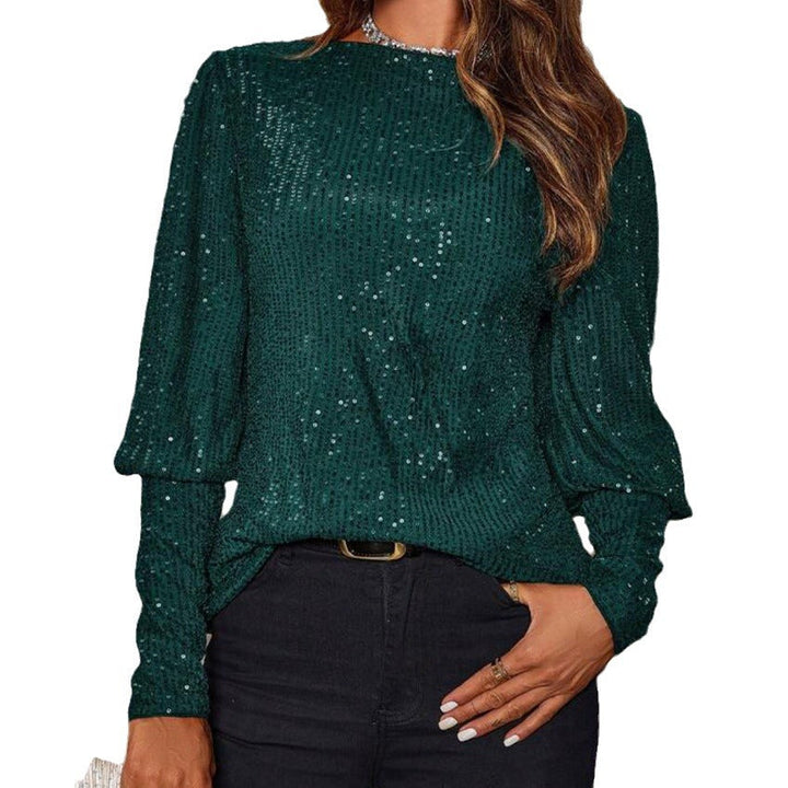Ladies Glittering Long Sleeve Shirt with Textured Design Lune London