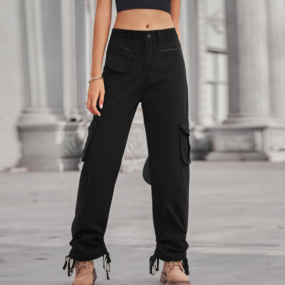 Women’s cargo pants with deep practical pockets and an adjustable hem Lune London