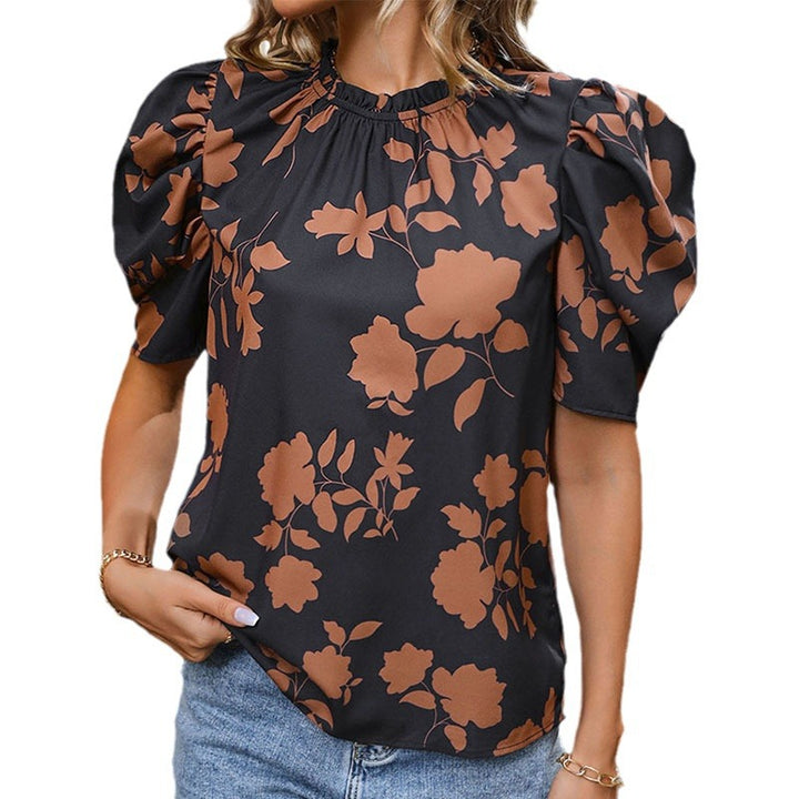 Women Floral Blouse with Puff Sleeves Lune London