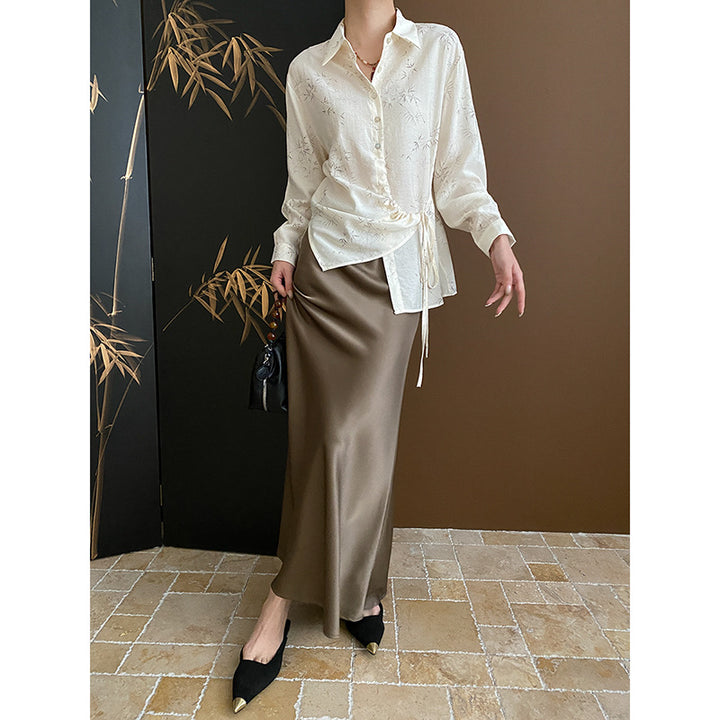 Ladies Elegant Blouse Shirt with Wrap Design and Floral Pattern Chic & Stil