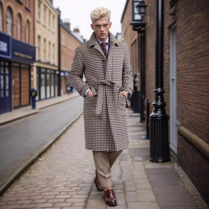 Elegant trench coat for men with shawl collar and belt Lune London