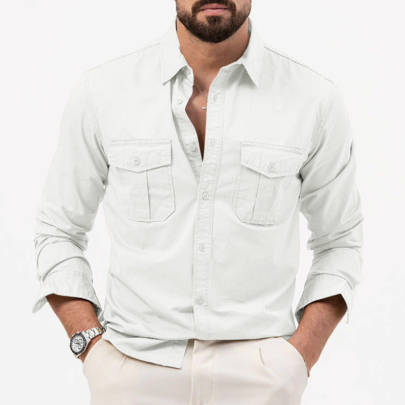 Men's long sleeve shirt with chest pockets and modern fit Lune London