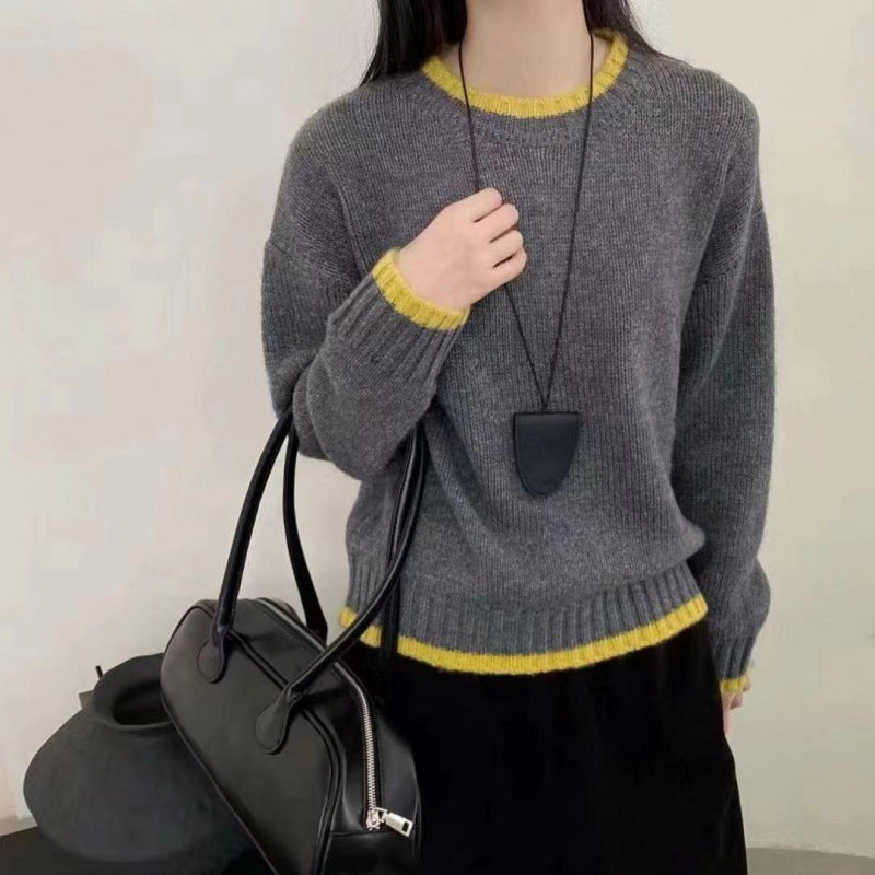 Women's Soft Knit Sweater with Contrasting Cuffs Chic & Stil