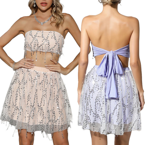 Ladies Bandeau top and tulle skirt set with sparkling accents Lune London