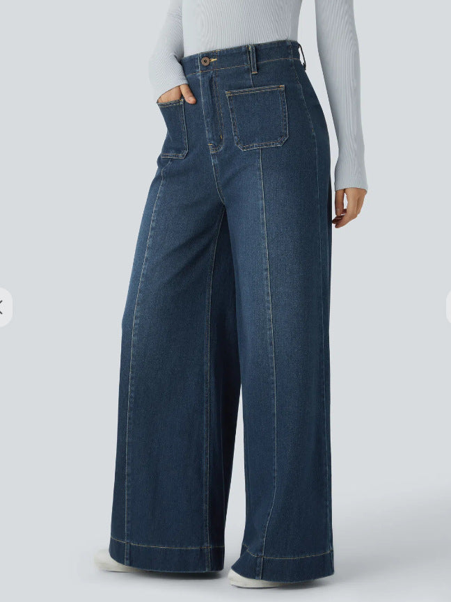Jean large femme avec poches haute Chic & Stil