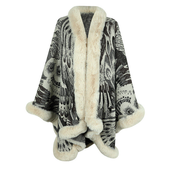 Lune London | Women's luxurious poncho with decorative fleece heat protection