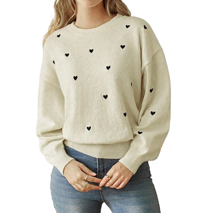 Women's plush sweater with heart-shaped design and casual cut Lune London