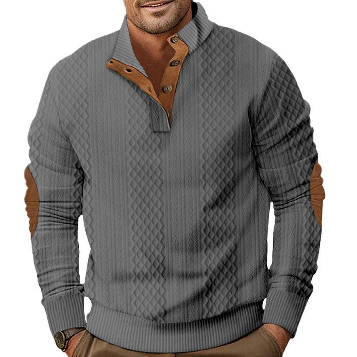 Trendy knitted sweater for men with innovative collar and elegant contrast details Lune London