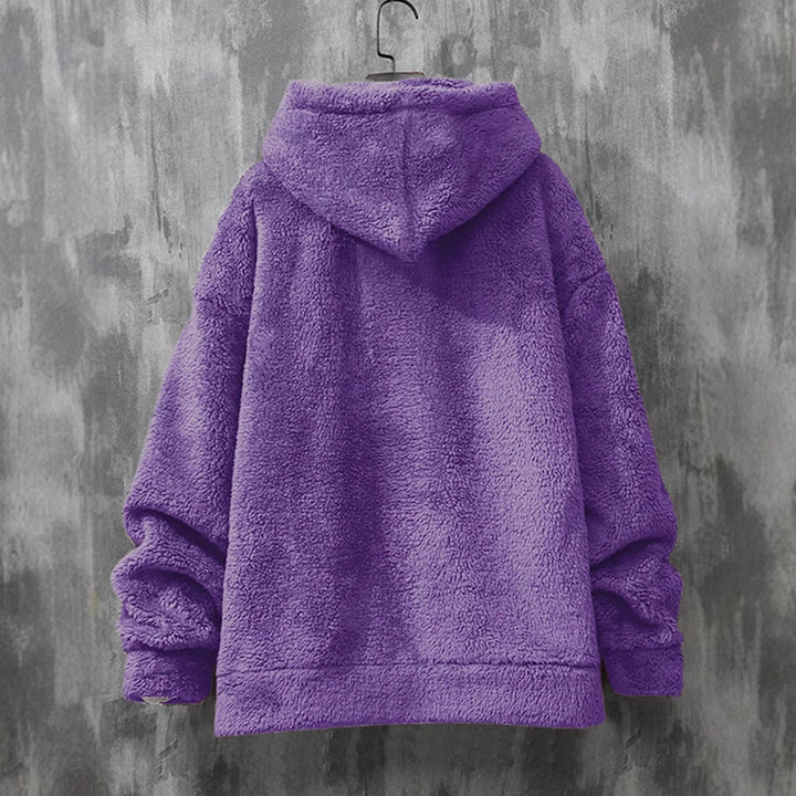 Ladies cozy fleece hooded sweatshirt with kangaroo pocket and hood Lune London