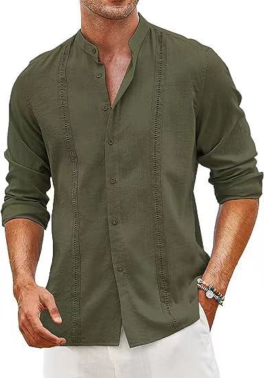 Men's leisure shirt with mandarin collar and buttons Lune London