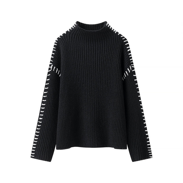 Women’s knitted sweater with high neck and elegant side details Lune London
