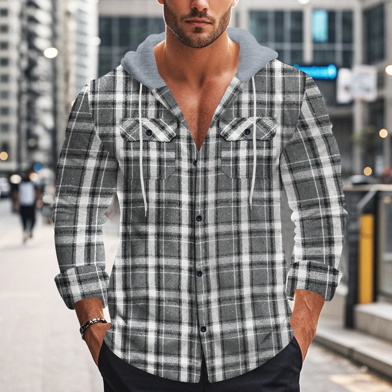 Shirt for men with hood and plaid pattern Lune London